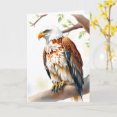 ハッピーバースデー | ワシが枝に座る カード (黄色い花)