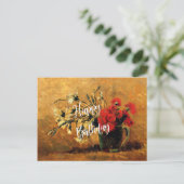 ハッピーバースデー、ヴァンゴッホの有名なフローラ絵画 ポストカード (スタンド正面)