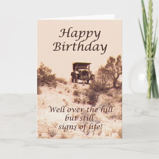 ハッピーバースデー、ヴィンテージカード、丘上の、ユーモア カード (正面)