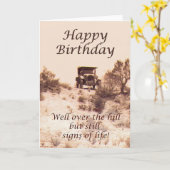 ハッピーバースデー、ヴィンテージカード、丘上の、ユーモア カード (黄色い花)