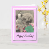 ハッピーバースデー-ヴィンテージ子 カード (黄色い花)