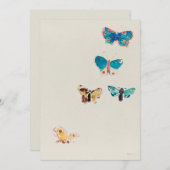 ハッピーバースデー。ヴィンテージ青蝶アート (正面/裏面)