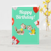 ハッピーバースデー ヴィンテージ シリキティー レトロ カード (黄色い花)