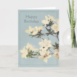 ハッピーバースデー ヴィンテージ 白クリーム色のあぜりあの花 カード