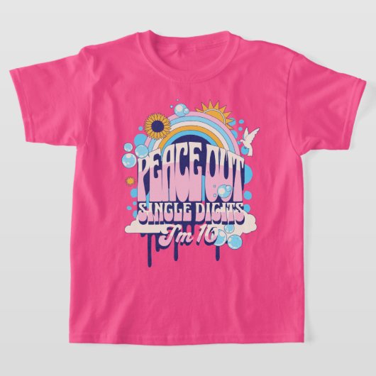 ハッピーバースデー！二桁へ 10歳の誕生日 Tシャツ (レイダウン)