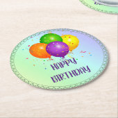 ハッピーバースデー、人気があるデザイン、 ラウンドペーパーコースター (アングル)