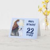 ハッピーバースデー、今日22、コリ縁どードッグ、ボブ カード (黄色い花)