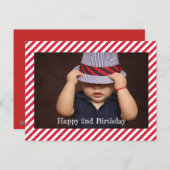 ハッピーバースデー |写真ストライプカーパーソナライズされたド ポストカード (正面/裏面)