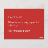 ハッピーバースデー |写真ストライプカーパーソナライズされたド ポストカード (裏面)