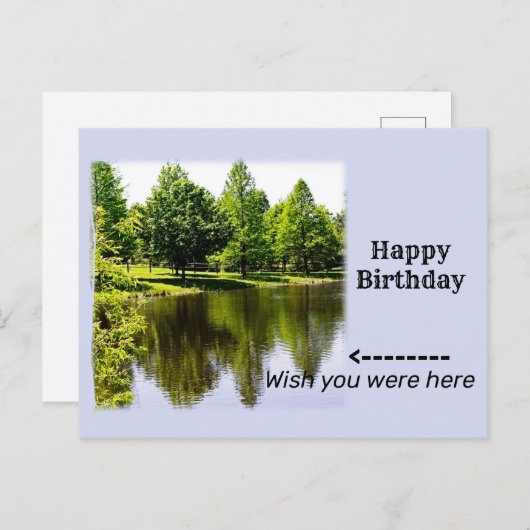 ハッピーバースデー、写真付き魚釣り池 ポストカード (正面/裏面)