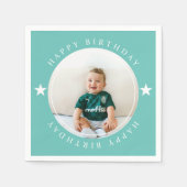 ハッピーバースデー（写真付） スタンダードカクテルナプキン (正面)