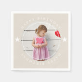 ハッピーバースデー（写真付） スタンダードカクテルナプキン (正面)