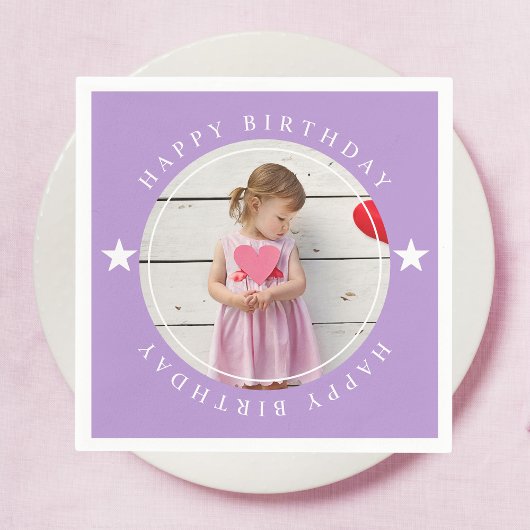 ハッピーバースデー(写真付) スタンダードカクテルナプキン