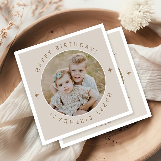 ハッピーバースデー（写真付） スタンダードカクテルナプキン