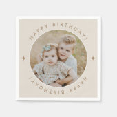 ハッピーバースデー（写真付） スタンダードカクテルナプキン (正面)