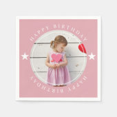 ハッピーバースデー(写真付) スタンダードカクテルナプキン (正面)