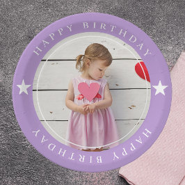 ハッピーバースデー(写真付) ペーパープレート