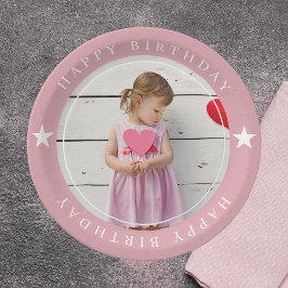 ハッピーバースデー(写真付) ペーパープレート