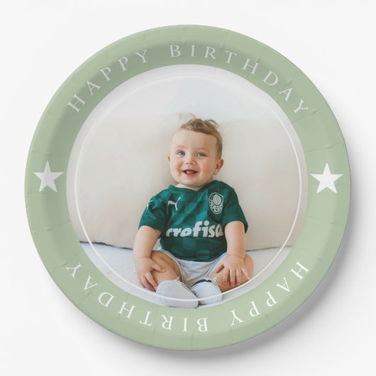 ハッピーバースデー（写真付） ペーパープレート (正面)