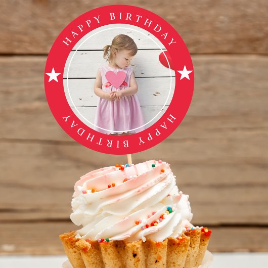 ハッピーバースデー（写真付） ラウンドシール