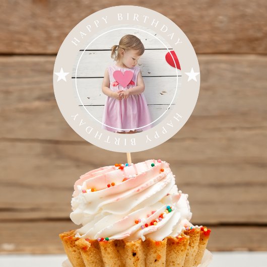 ハッピーバースデー（写真付） ラウンドシール