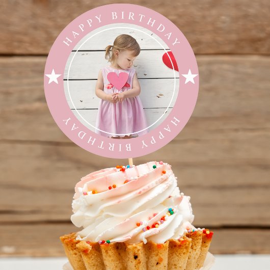 ハッピーバースデー（写真付） ラウンドシール