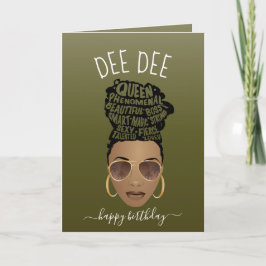 ハッピーバースデー!力を与える黒人女性オリーブグリーン カード