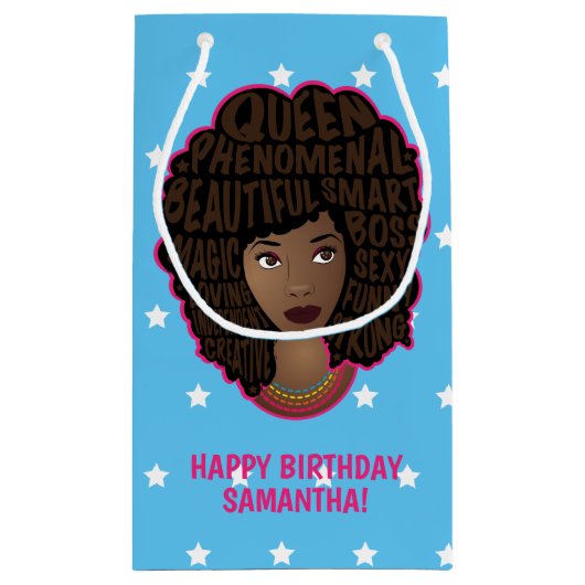 ハッピーバースデー!励ましの黒人女性たち,星 スモールペーパーバッグ (裏面)