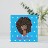 ハッピーバースデー,励ましの黒人女性スターブルー カード (スタンド正面)