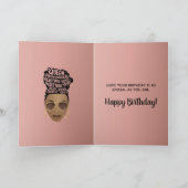 ハッピーバースデー，励ましの黒人女性，ピンク カード (内部)