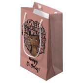 ハッピーバースデー,励ましの黒人女性,ピンク スモールペーパーバッグ (正面アングル)