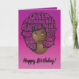 ハッピーバースデー，励ましの黒人女性，マゼンタ カード