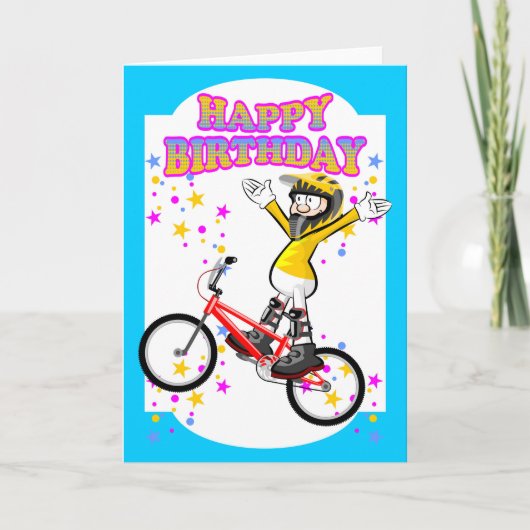 ハッピーバースデー、勇敢でおよび極度なBMXのライダー カード (正面)