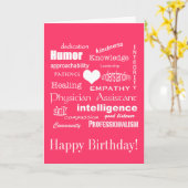ハッピーバースデー/医師アシスタントの属性/ピンク カード (黄色い花)