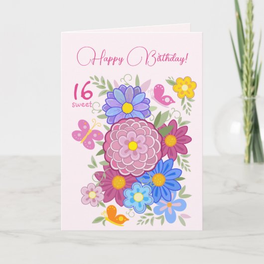 ハッピーバースデー!十六甘い花と鳥 招待状 (正面)