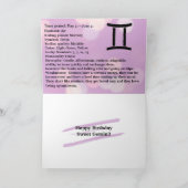 ハッピーバースデー〔占星術の〕十二宮図サインジェミニ カード (内部)