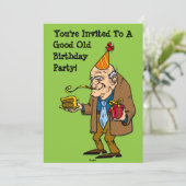 ハッピーバースデー-古いパーティー(老人) 招待状 (スタンド正面)