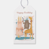 ハッピーバースデー。可愛いおもしろい動物：クマのキリン ギフトタグ (正面)