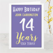 ハッピーバースデー(名前と年齢14年カード) カード (黄色い花)