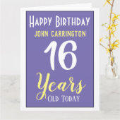 ハッピーバースデー（名前と年齢16年カード） カード (黄色い花)