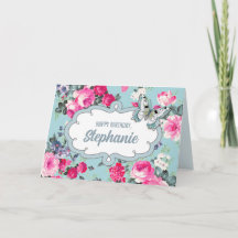 ハッピーバースデー。名前をカスタムする |花と蝶