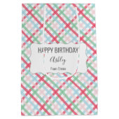 ハッピーバースデー+名前+ジンガムかカラフルら ミディアムペーパーバッグ (裏面)