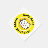 ハッピーバースデー(名前、猫好き) スタンダードカクテルナプキン (角)