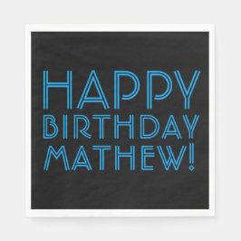 ハッピーバースデー（名前） |青と黒（またはdiy） スタンダードランチョンナプキン