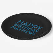 ハッピーバースデー(名前) |青と黒(またはdiy) ペーパープレート (アングル)