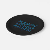 ハッピーバースデー（名前） |青と黒（またはdiy） ペーパープレート (アングル)