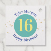 ハッピーバースデー、名前、16または任意の年齢 フェイバータグ (裏面)