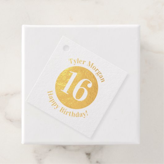 ハッピーバースデー、名前、16または任意の年齢 フェイバータグ (箱)