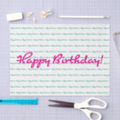 ハッピーバースデー!名門私立校風の春ピンクカジュアルグリーン 薄葉紙 (クラフト)