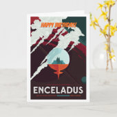 ハッピーバースデー!土星のエンケラドス月 カード (黄色い花)